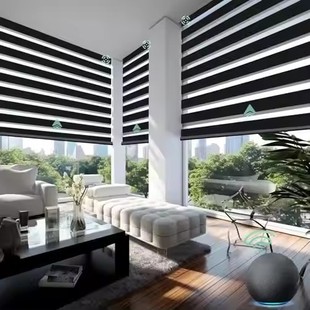 Customized Rechargeable Electric Zebra Blinds with Remote Control, Wifi, and Voice Control for Office Use, Sunshade Soft Gauze Curtains with Full Blackout