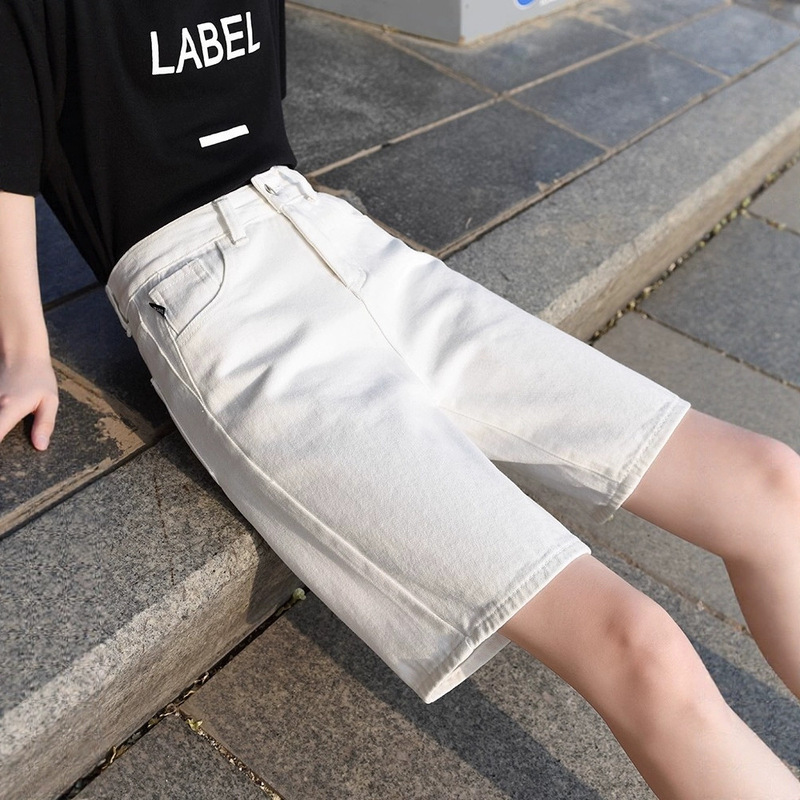 High-Waisted Denim Shorts for Women, Summer New Style, Solid Color, Simple Ins Trendy Design, Loose Straight Fit, Plus Size