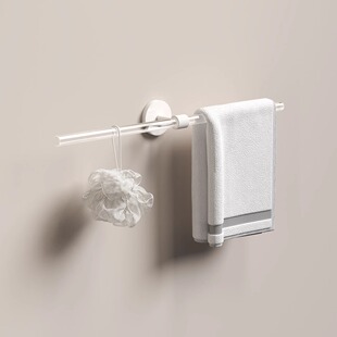 Punch-free Cream White Acrylic Towel Bar Bathroom Hygienic Towel Rack Creative Towel Rack Single Bar Light Luxury
