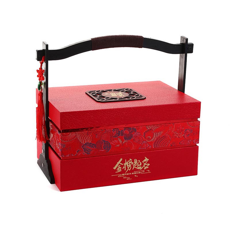 Guofeng Graduation Season Gold List Título Boja de regalo de banquete de ingreso a la universidad doble capa caja de regalo de alta calidad caja de embalaje de frutas