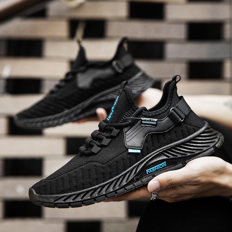 Summer low textile black solid color casual footwear for leisure