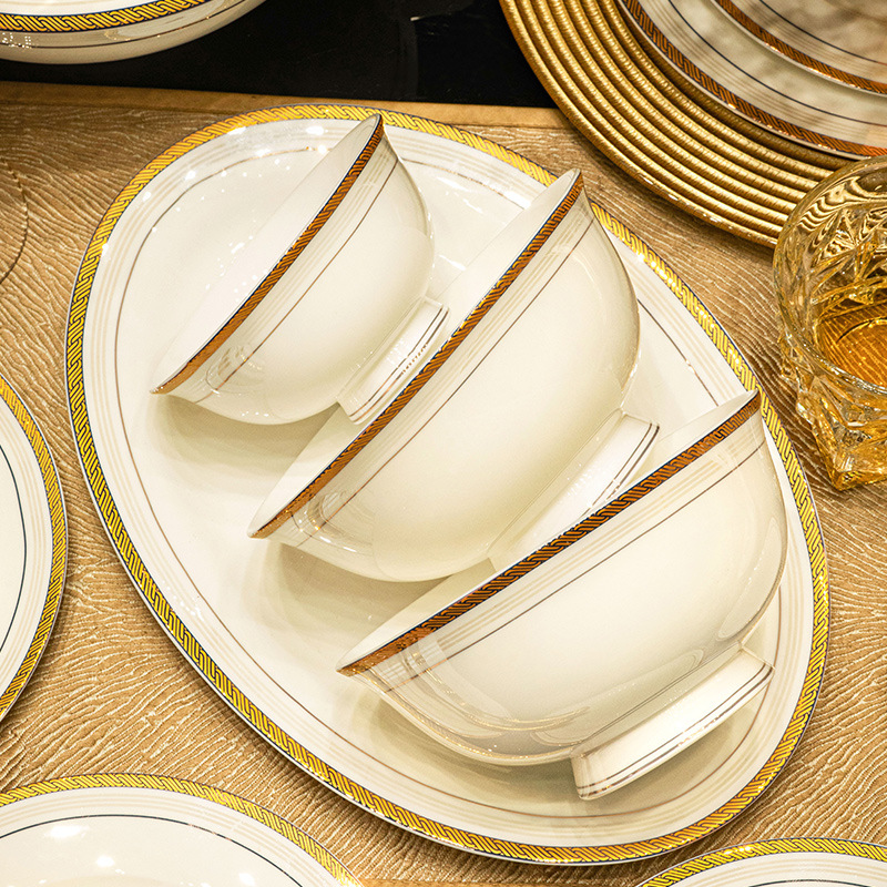 2024 New Light Luxury Underglaze Dishes Set Housewarming Home Premium Tableware Jingdezhen Gift Ceramic Dishes