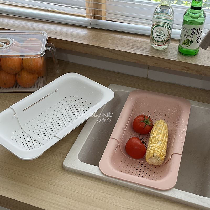 marco de drenaje telescópico ajustable in-wind simple hogar lavabo de verduras lavabo image 5