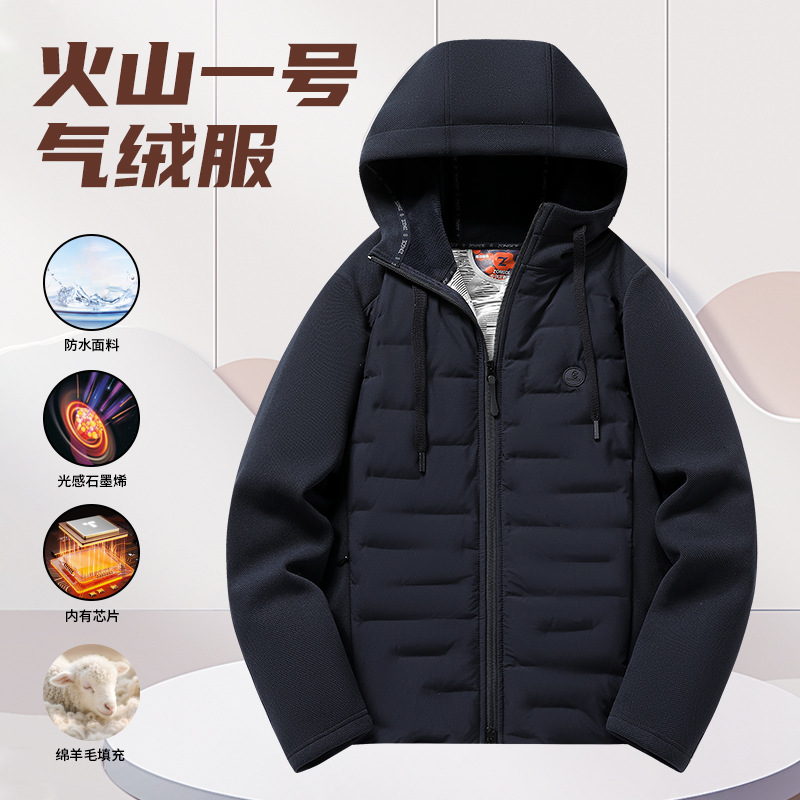 Transfronterizos chaquetas de plumón ligeras para hombres y mujeres otoño y invierno 2025 nuevo empalme al aire libre con capuchón corto abrigo cálido casual