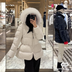 蒙家25ss M家新款Locustelle系列中长款连帽超大毛领女士羽绒服