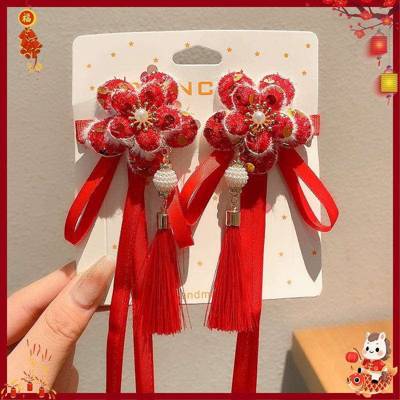 Horquilla Infantil con Borlas Chinas Hecha a Mano para Año Nuevo y Hanfu