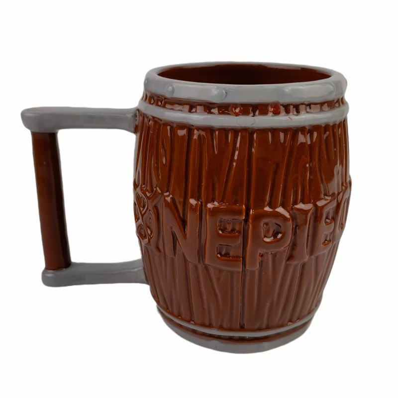 3D en relieve taza de barril de vino taza de agua taza de tambor taza de café taza de desayuno taza de barril taza de cerveza de gran capacidad