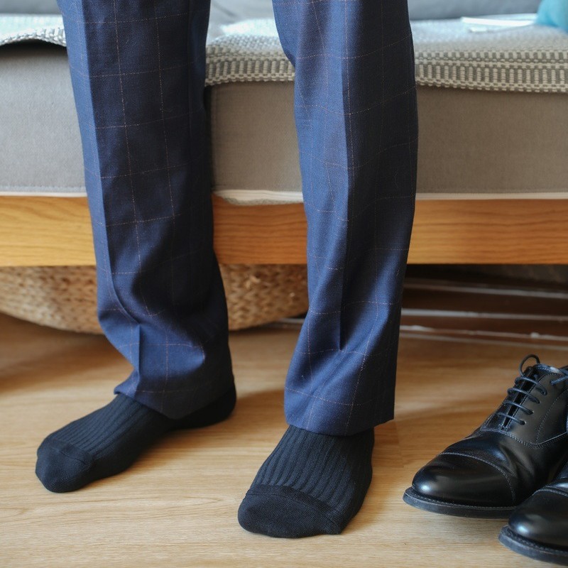New Spring and Summer Double Needle Socks Men's Socks Business Socks Short Tube Japanese Style Simple Solid Color Socks Extremely Thin