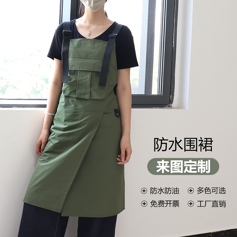 Delantal de pierna dividida de Amazon transfronterizo, impermeable y dividido, ropa de trabajo de peluquero, herramientas de teñido en caliente, delantal al por mayor, personalización