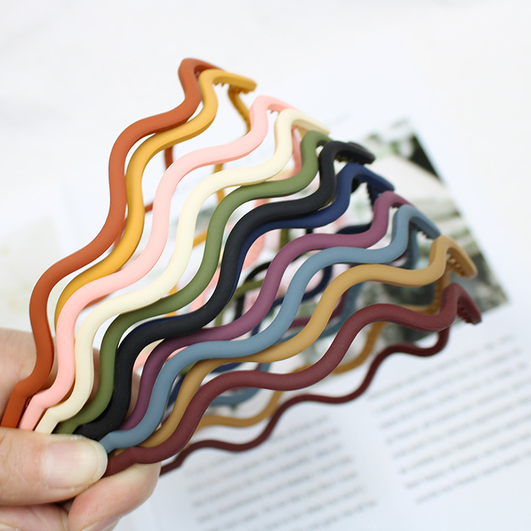 磨砂波浪細發箍莫蘭迪色窄邊頭扣女式洗臉頭箍高顱頂束髮頭飾髮飾