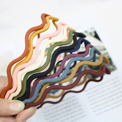 磨砂波浪細發箍莫蘭迪色窄邊頭扣女式洗臉頭箍高顱頂束髮頭飾髮飾