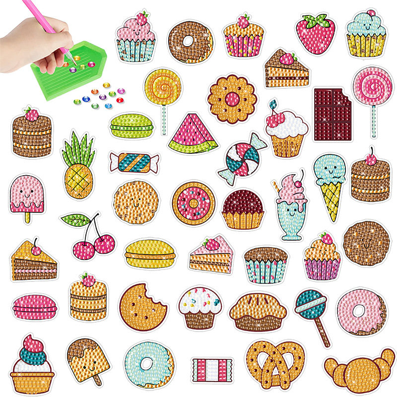 Panda animal pastel postre diamante pintura pegatinas gratis artesanía infantil DIY pegatinas decorativas pegatinas de refrigerador fabricante