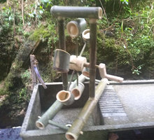 小孩子玩水戏水工具竹水车手摇水车水轮转轮流水竹子玩具安吉游戏