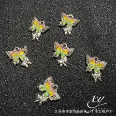 甘いアンドロメダ合金メッキ二重カラージルコン蝶手作りdiyブレスレットネックレスペンダントビーズ部品