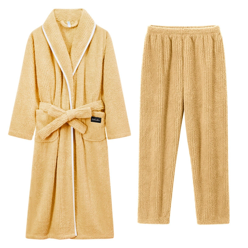 Демисезонный халат, коралловый бархат pijama, длинный зимний комплект, (Physicals), для любимого, увеличенная толщина