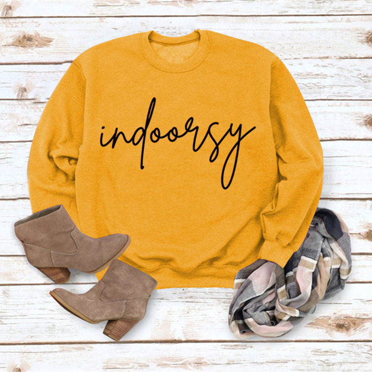 Indoorsy en stock Jersey cuello redondo europeo y americano Top manga larga impresa suelta simple suéter transfronterizo Comercio exterior al por mayor