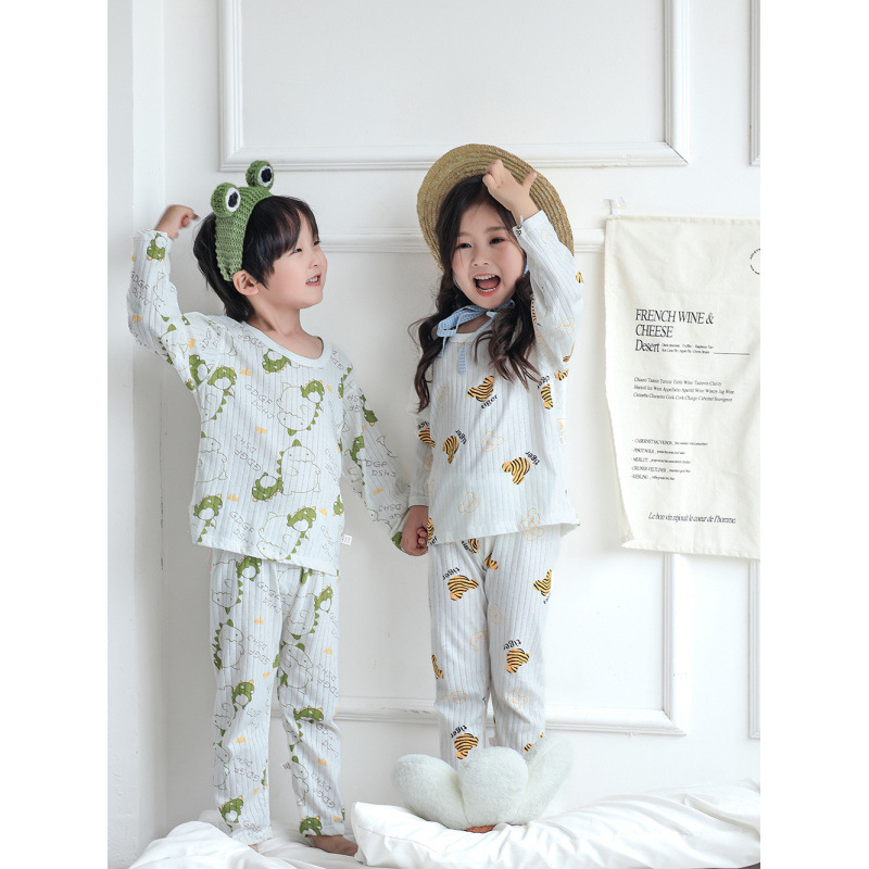 Children's Pure Cotton Home Clothes Boneless Baby Pajamas Long Sleeve suit Summer Thin Girls' Air-conditioning Clothes Baby Boy Pajamas
