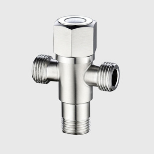 304 stainless steel triangle valve one in and two out double-headed angle valve water heater toilet water stop switch hot and cold household 4 points