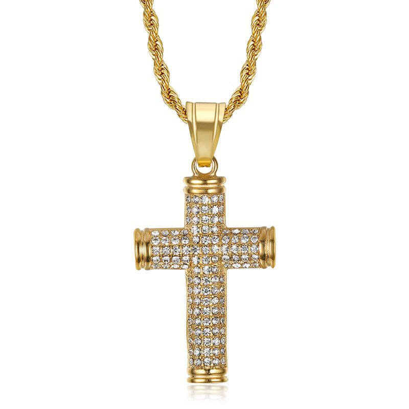 22g Weight Pendant, Chain Jewelry Making Type 27*54mm Jewelry Making Size Zircon Inlay Material DIY Jewelry Accessories Classification 1 Piece Quantity Titanium Steel Material Cross Pattern Inlay Design Hip-Hop Style 1 Piece 27*54mm Titanium Steel Zircon Cross Pendant Chain 2