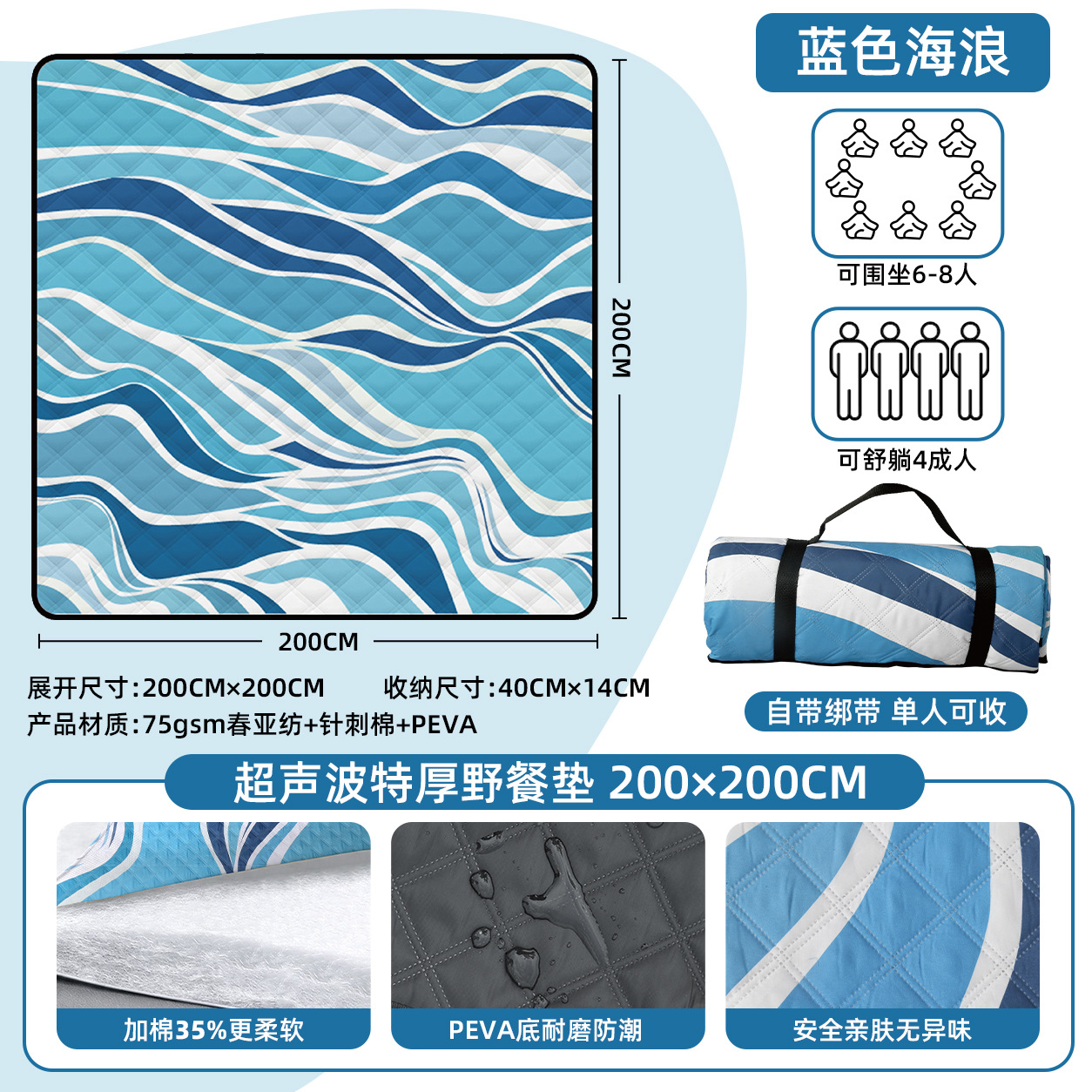 푸른 파도 200*200cm