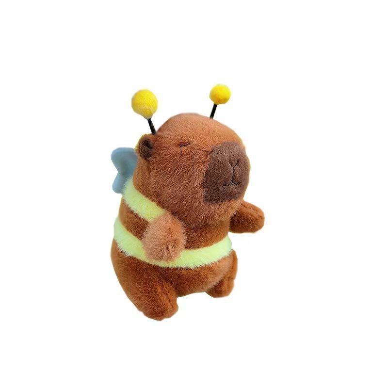 かわいいぬいぐるみカピバラの羽キーホルダー蜂カピバラ振動人形スクールバッグペンダントギフト|undefined