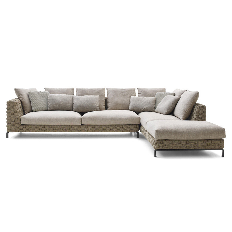 Sofá al aire libre silla de caña hecha a mano alojamiento pastoral estilo de ocio del sudeste asiático villa muebles de patio combinación de muebles de caña