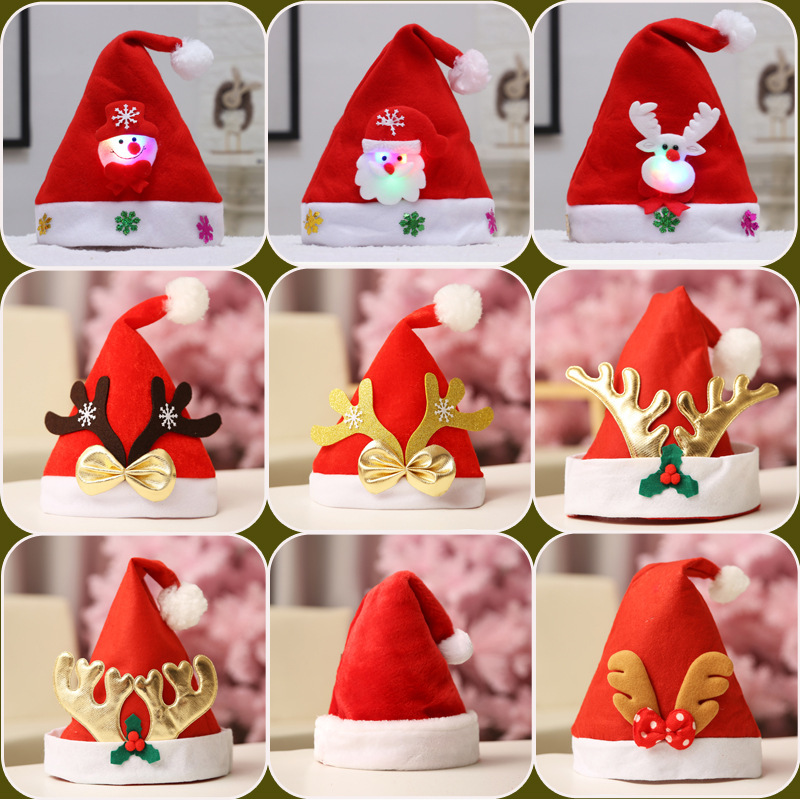 Cross-Border Christmas Hats, Christmas Decorations, Children's and Adults' Snowman, Santa Claus, Red Glowing Reindeer Antlers, Decorative Costumes Cross-Border Christmas Hats, Christmas Decorations, Children's and Adults' Snowman, Santa Claus, Red Glowing Reindeer Antlers, Decorative Costumes