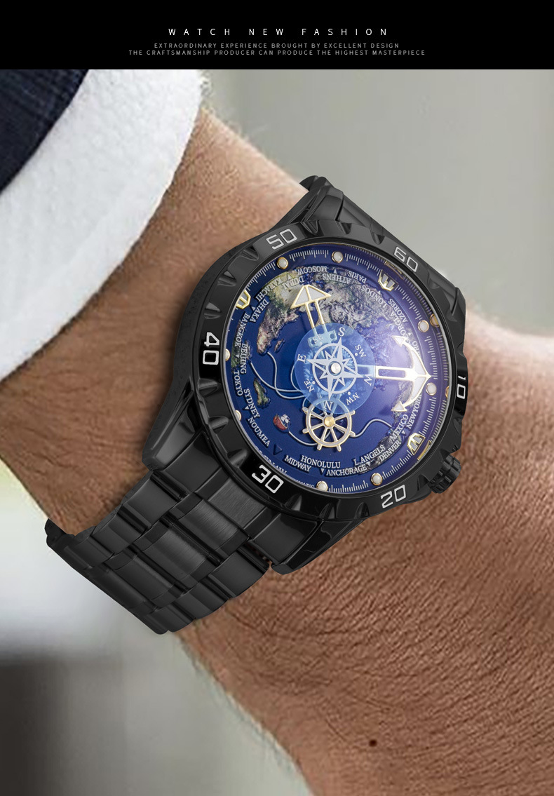 Đồng hồ nam automatic lộ máy dây thép không gỉ — Black Shell vàng kim băng thép đen, vàng shell vàng kim interneedle vàng thép dải, Vỏ bạc kim bạc dải thép bạc chi tiết 5