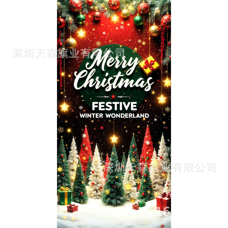 跨境新款热卖圣诞节门帘圣诞老人门盖节日装饰旗帜户外拍照背景布|undefined