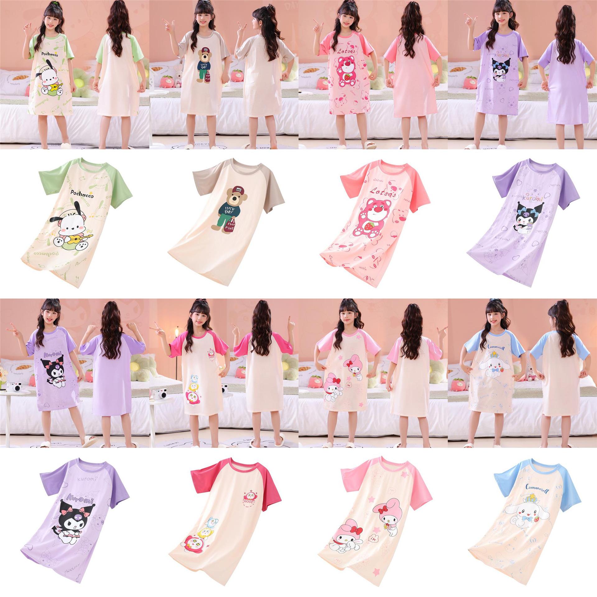 Pijama infantil princesa viento de verano nuevo pijama de niñas mangas cortas pacha perro vestido de dibujos animados ropa para el hogar