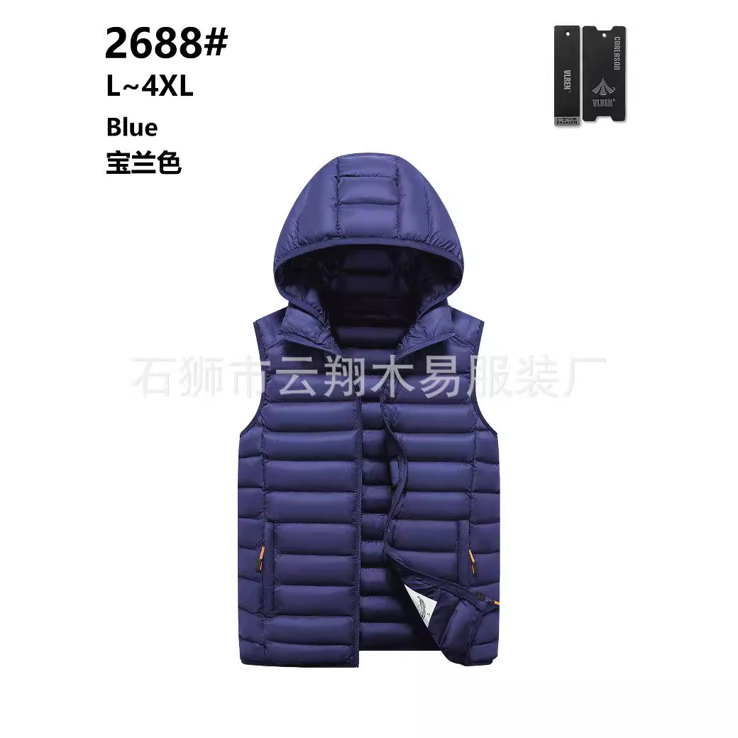 2023 Chaleco de algodón transfronterizo costillas engrosadas con capucha Chaleco de algodón raqueta de algodón europeo y americano Comercio exterior al por mayor