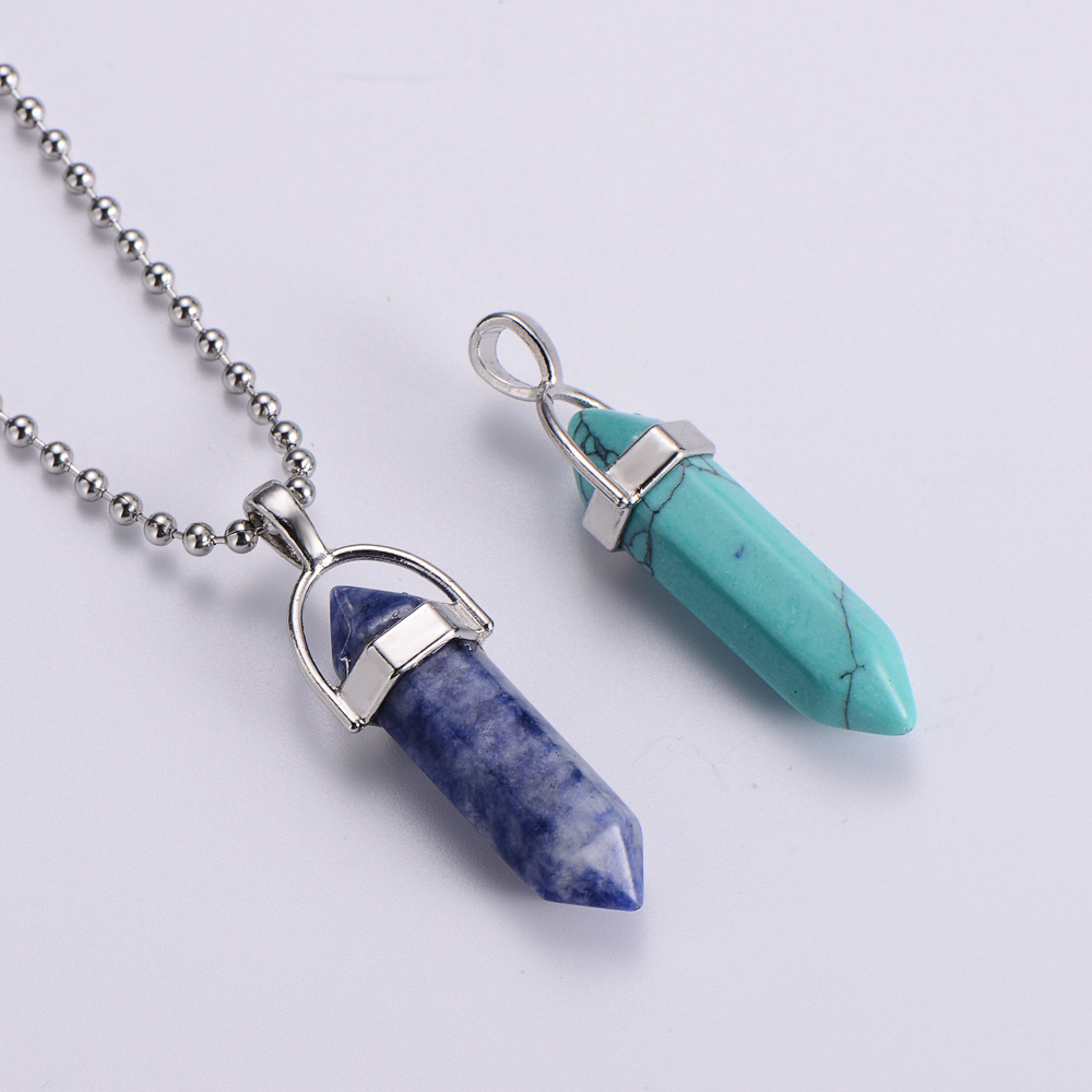 AML Hot Sale Bullet Turquoise Amethyst Black Agate Womenu0027s Natural Stone Gemstone Hexagon Prism 