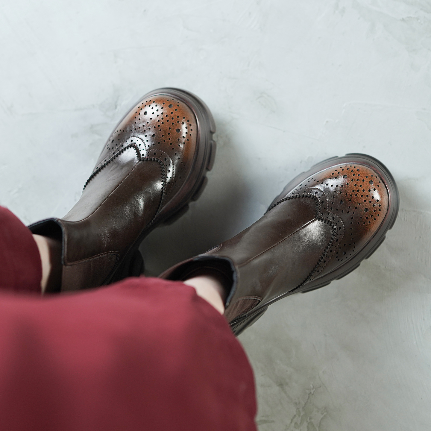 Giày boot Chelsea nữ cổ ngắn đế dày mũi tròn màu nâu cổ điển — Lớp lót nhung đen, Nhung nâu, Lớp lót đơn màu đen, Lớp lót đơn màu nâu