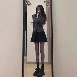 2024新款秋装茶系穿搭一整套奶系小香风短裙百褶裙连衣裙子套装女