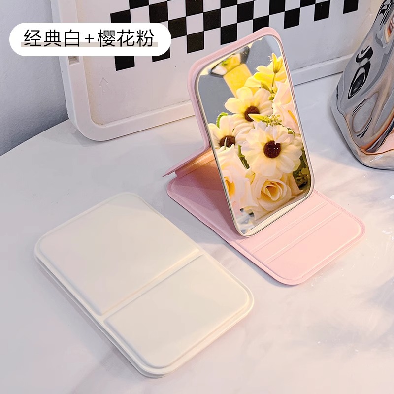 Espejo de maquillaje estilo ins Espejo pequeño plegable portátil Tulip dormitorio de estudiantes espejo de tocador HD escritorio femenino