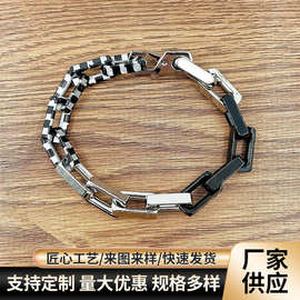 斑马格子纹竹节手链男高级感百搭嘻哈首饰女简约个性复古配饰饰品