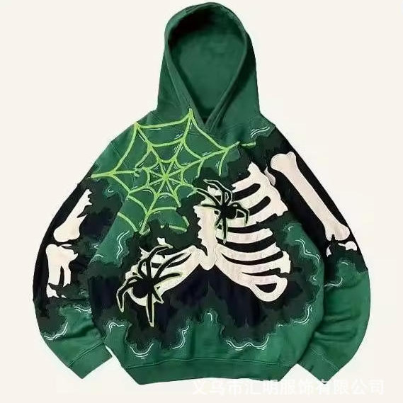 Men's Autumn Fashion 90S Retro Simple Korean Style Top Men's Hooded Skull Head 3D Printed Top