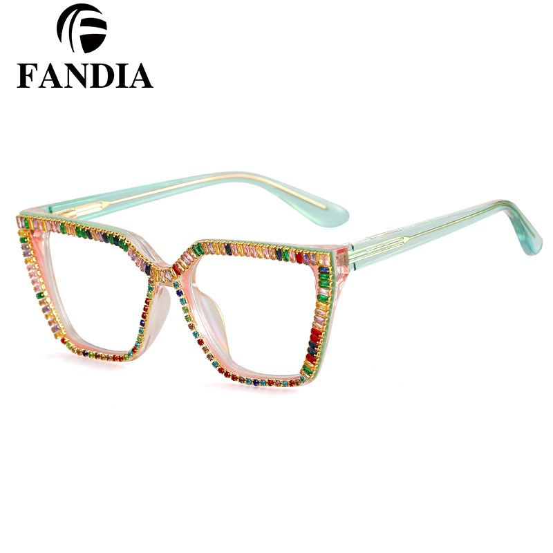 A97714 gafas de moda marcos de gafas de diamante hechos a mano marcos de gafas anti-luz azul gafas protectoras de ojos de mujer fábrica en stock
