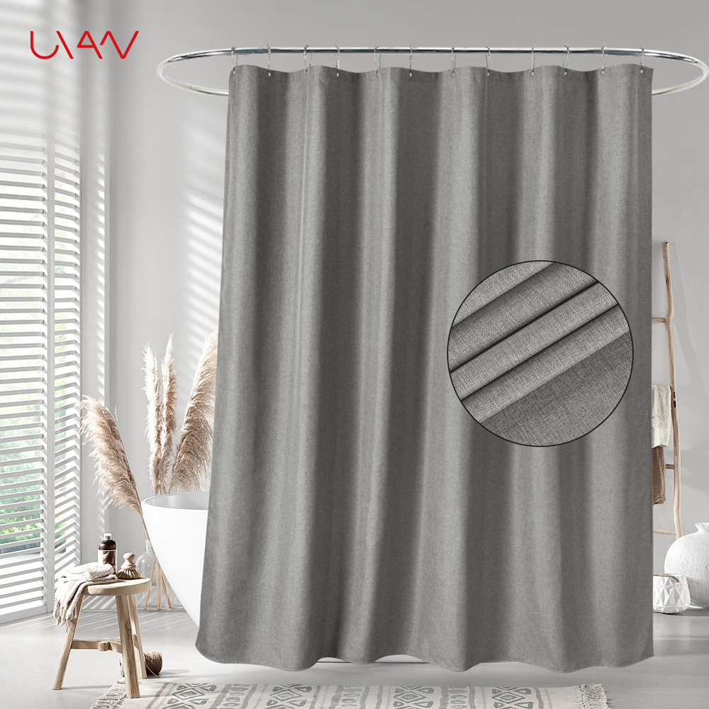 Casual Solid Color Linen-like Shower Curtain display picture 1