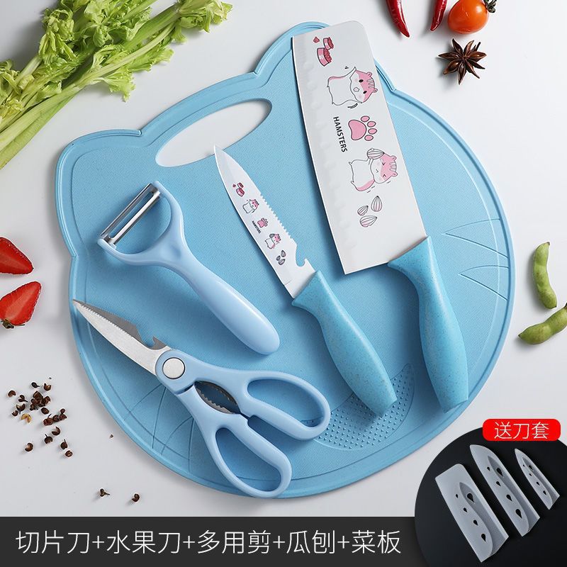 Cuchillo de cocina de doble cara cuchillo de corte de platos para bebés herramientas de alimentos auxiliares de cocina cuchillo de frutas dormitorio lindo cuchillo de impresión image 14