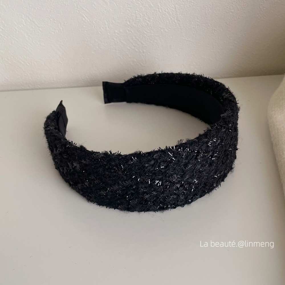 Diadema superior de cráneo alto Diadema de fragancia pequeña negra de alta calidad Diadema de estilo perla coreana arco simple cueva para el cabello accesorios para el cabello femenino