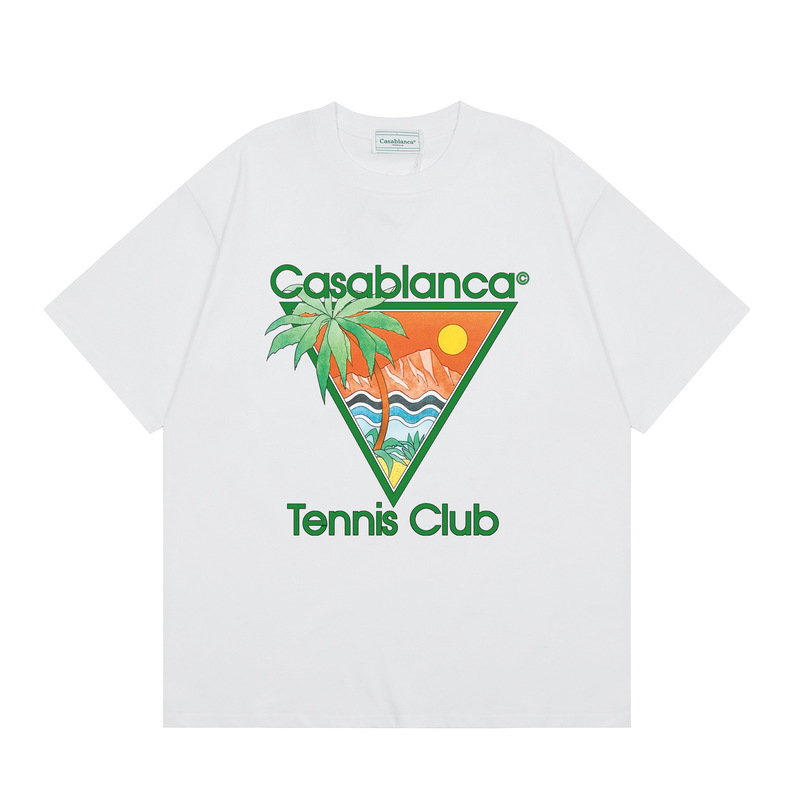 クロスボーダーカサブランカ夏新作カサドリームゲートプリント男女兼用ルーズ半袖Tシャツ純綿|undefined