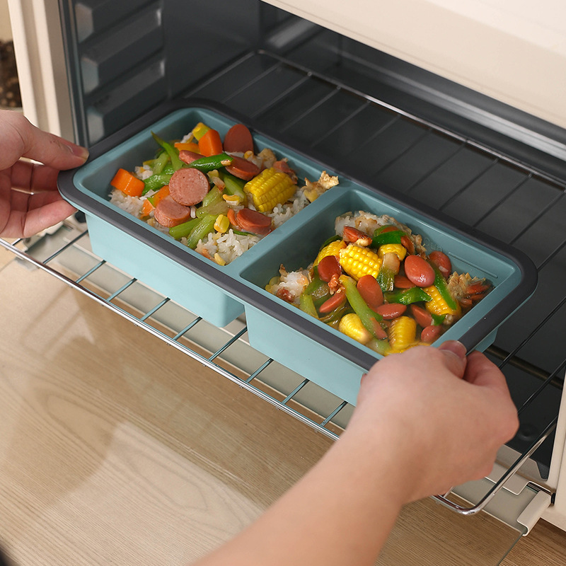 Transfronteriza venta caliente de silicona plegable caja de almuerzo caja de almuerzo caja de preservación de alimentos calentada por microondas caja de envasado