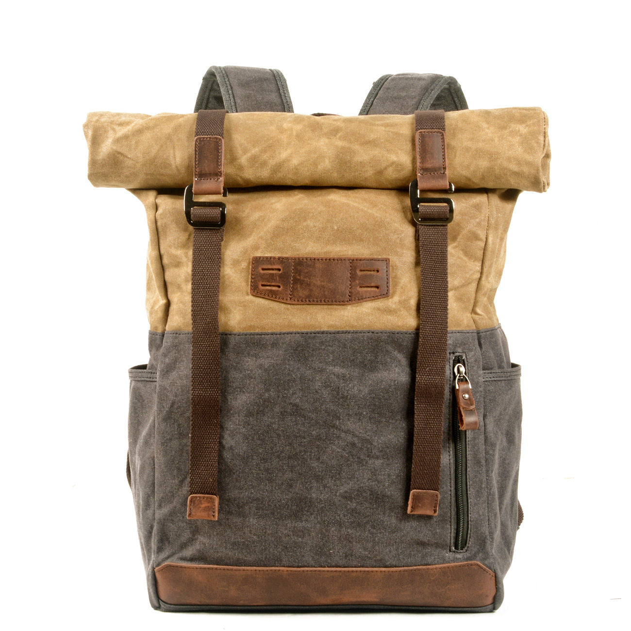 Outdoor Bag Hiking Bag Large Capacity Scroll Backpack Retro Oil Wax Mountaineering Bag Canvas Waterproof Backpack