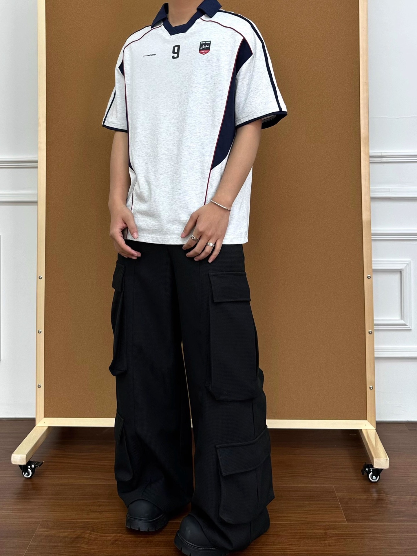 Polo shirt unisex con patchwork stile americano e stampa digitale_voghion.com