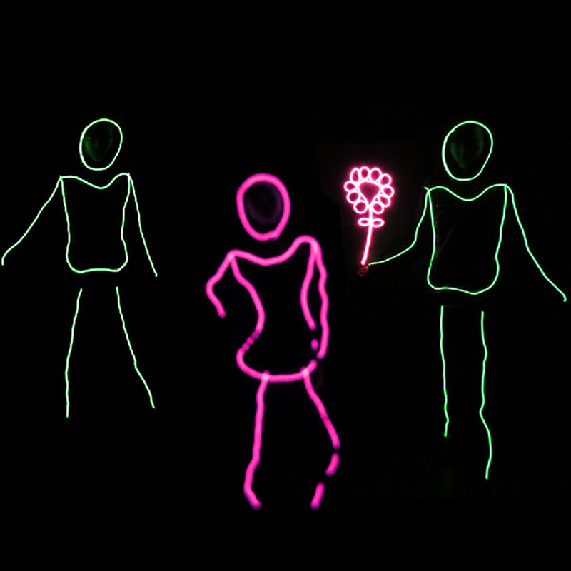 Nueva hermosa chica Stickman fluorescente danza rendimiento apoyos LED danza apoyos el luz fría ropa luminosa