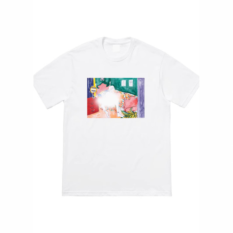 18FW Bedroom Tee Bedroom Artist Cartoon Oil Painting Short Sleeve T-Shirt Cotton Base Shirt T