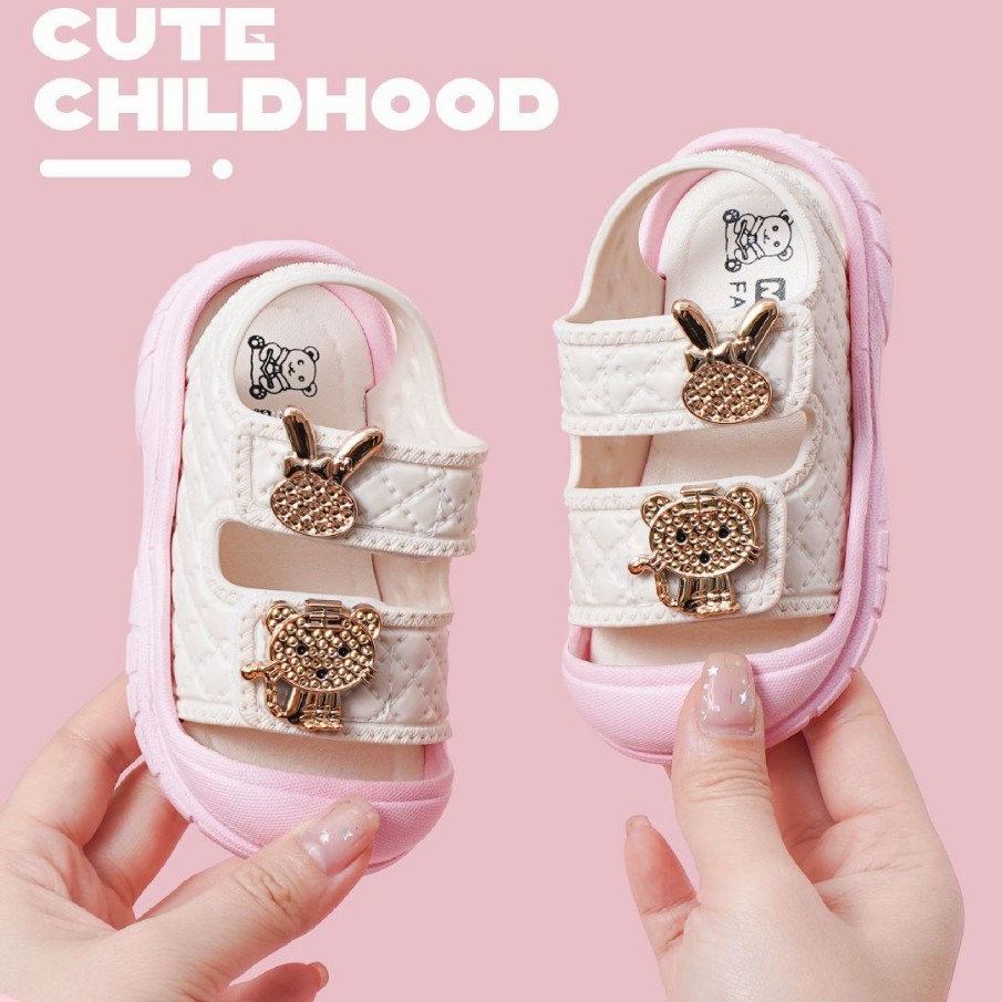 2026 New Style Girls' Rhinestone Princess Sandals, Soft-Soled Fashionable Casual Shoes for Baby Girls, Little Girls' Beach Shoes Wholesale