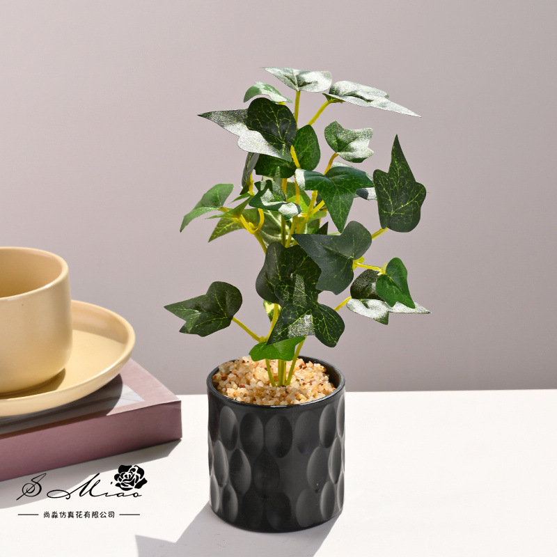 Simulación de plantas verdes, pequeñas plantas en macetas, flores artificiales, flores creativas, decoración de estudio fotográfico para el hogar, plantas verdes artificiales, bonsai de simulación image 8