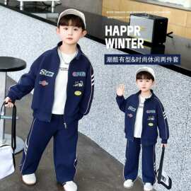男童春季运动套装套装新款儿童运动中小童两件套外套裤子学院潮流
